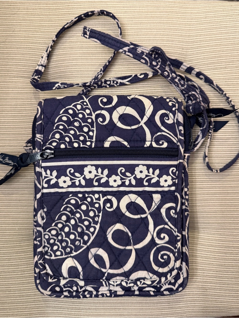Vera Bradley Navy and White Quilted Floral Crossbody